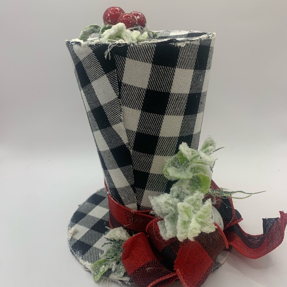 Christmas Tabletop Decoration/Lg Ornament/Tree Topper Black/White Buffalo Check - Picture 4 of 10